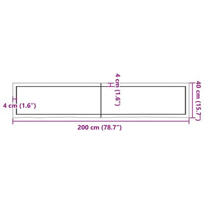 vidaXL Waschtischplatte Hellbraun 200x40x(2-6) cm Massivholz Behandelt