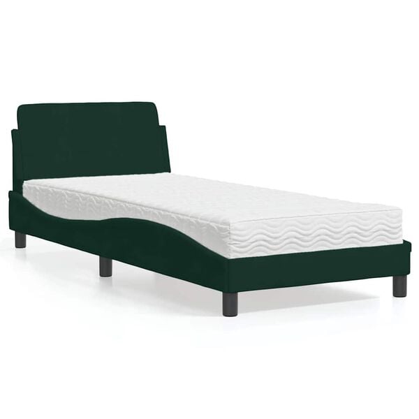 vidaXL Bett mit Matratze "Dover" Dunkelgrün 90x200 cm Samt