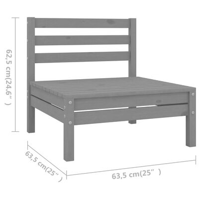 vidaXL 6-tlg. Garten-Lounge-Set Massivholz Kiefer Grau