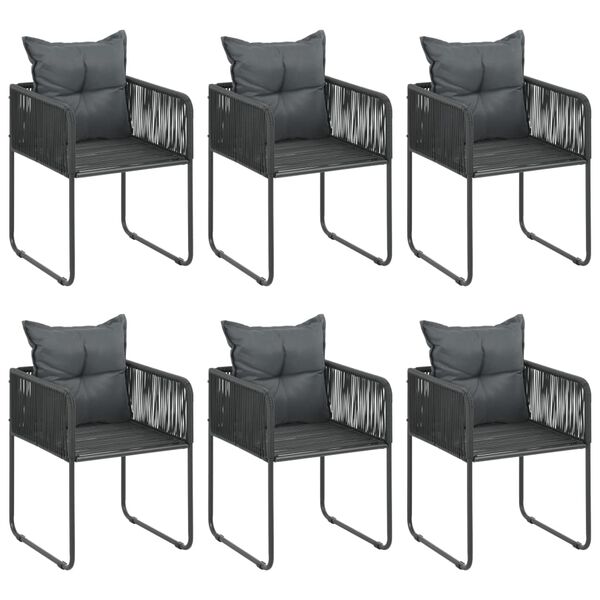vidaXL 7-tlg. Garten-Essgruppe PVC Rattan Schwarz