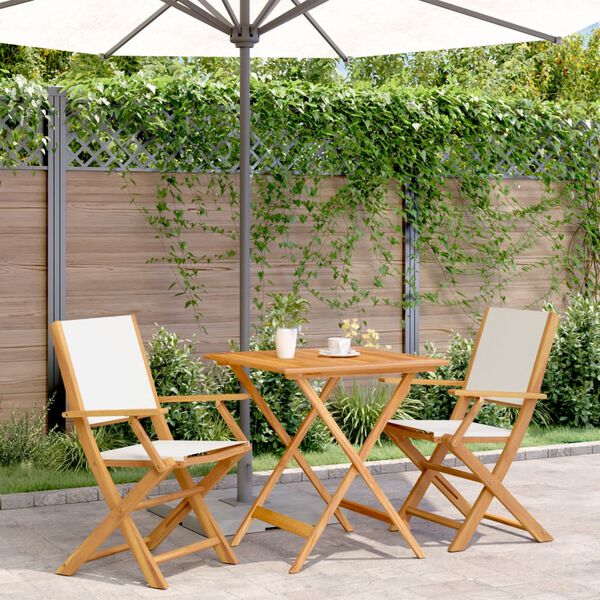 vidaXL 3-tlg. Bistro-Set Cremewei&szlig; Stoff und Massivholz