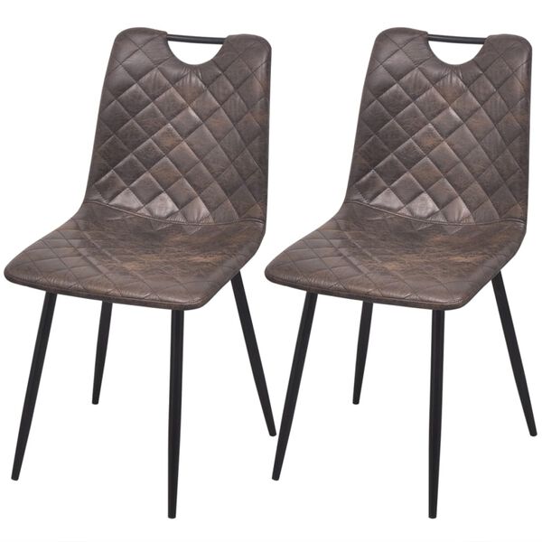 vidaXL Esszimmerst&uuml;hle 2 Stk. Dunkelbraun Kunstleder