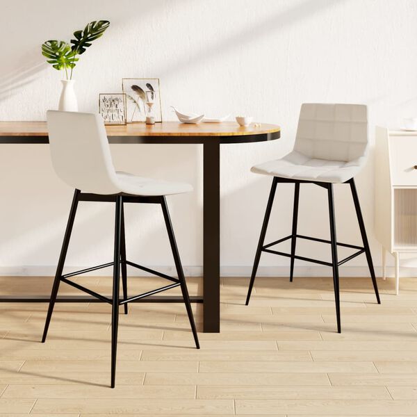 vidaXL Barhocker 2 Stk. Creme Samt