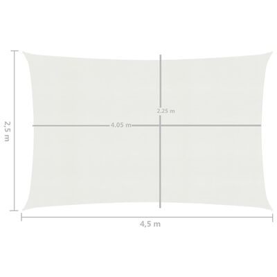 vidaXL Sonnensegel 160 g/m² Weiß 2,5x4,5 m HDPE