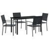 vidaXL Garten Essgruppe 5 pcs Schwarz PE-Rattan