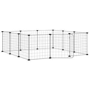 vidaXL 12-Panel-Haustierk&auml;fig mit T&uuml;r Schwarz 105x105x35 cm Stahl