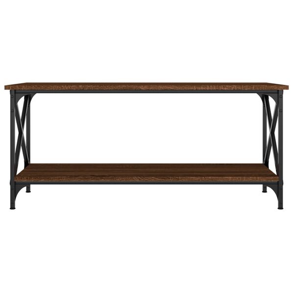 vidaXL Couchtisch Braun Eichen-Optik 100x45x45 cm Holzwerkstoff Eisen