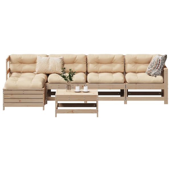 vidaXL 6-tlg. Garten-Sofagarnitur Massivholz Kiefer