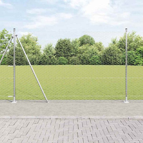 vidaXL Zaunpfosten Silber 50 x 1,5 m (36 mm Maschenweite) Stahl