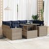 vidaXL 7-tlg. Garten-Sofagarnitur mit Kissen Grau Poly Rattan Akazie