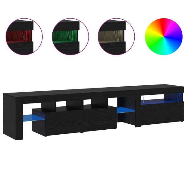 vidaXL TV-Schr&auml;nk 2 pcs Schwarz Eichen-Optik 200 x 36,5 x 40 cm