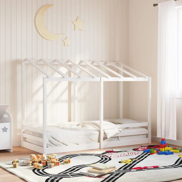 vidaXL Kinderbett mit Dach Wei&szlig; 90x190 cm Massivholz Kiefer