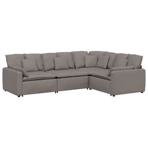 vidaXL Modulares Sofa mit Kissen Stoff Taupe
