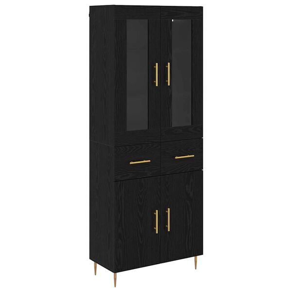 vidaXL Highboard 2 pcs Schwarz Eichen-Optik Holzwerkstoff