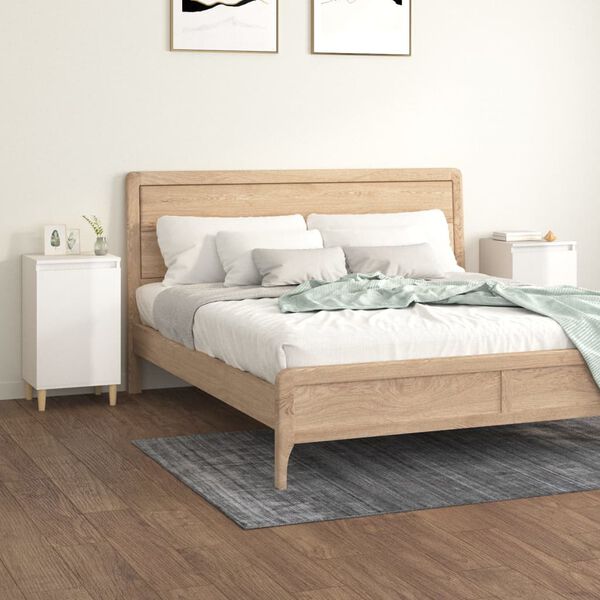 vidaXL Nachttische 2 Stk. Hochglanz-Wei&szlig; 40x35x70 cm Holzwerkstoff