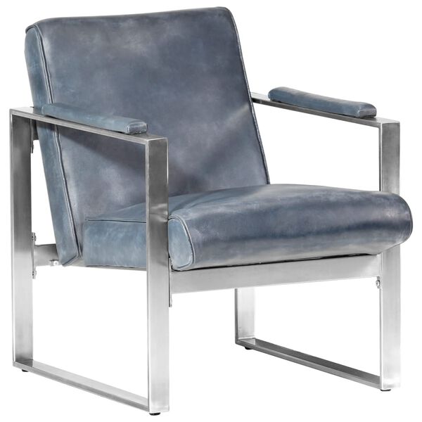 vidaXL Sessel Grau 60 x 73 x 77 cm Echtleder