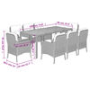 vidaXL 9-tlg. Garten-Essgruppe mit Kissen Grau Poly Rattan