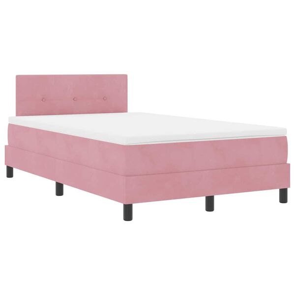 vidaXL Boxspringbett mit Matratze mit Kopfteil Rosa 120 x 190 cm Samt