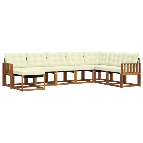 vidaXL Outdoor-Sofagarnitur mit Kissen 8 pcs Natur und Creme