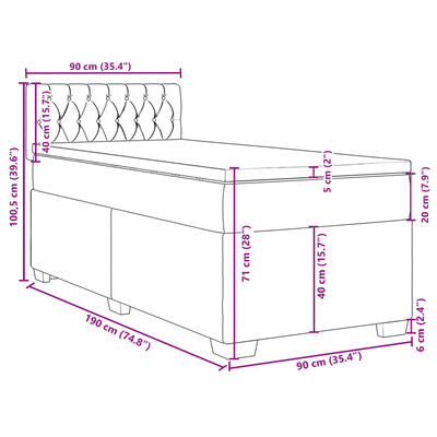 vidaXL Boxspringbett mit Matratze Dunkelblau 90x190 cm Samt