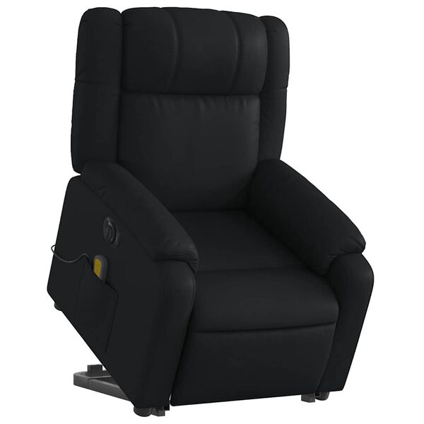 vidaXL Massagesessel mit Aufstehhilfe Elektrisch Schwarz Kunstleder