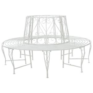 vidaXL Baumbank 8-Sitzanzahl &Oslash; 160 x 89 cm Stahl Antik Wei&szlig; Rund