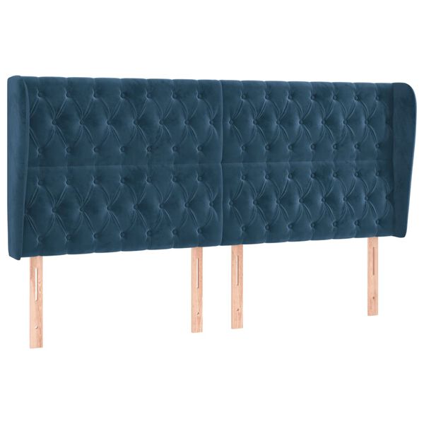 vidaXL Kopfteil mit Ohren Dunkelblau 183x23x118/128 cm Samt