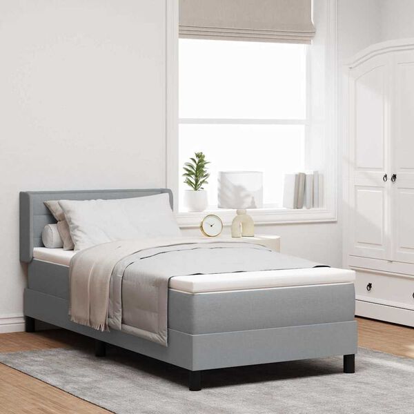 vidaXL Boxspringbett mit Matratze mit Matratze Hellgrau 80 x 200 cm
