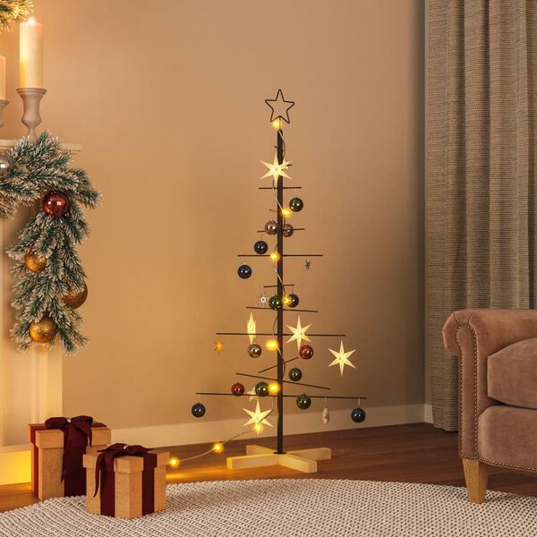 vidaXL Weihnachtsbaum Metall mit Holzständer Schwarz 120 cm