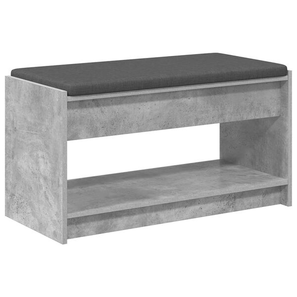 vidaXL Flurbank mit Kissen mit Regal Betongrau 83 x 38 x 45 cm