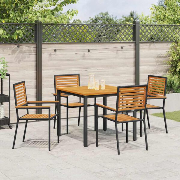 vidaXL Garten Essgruppe 5 pcs Schwarz 90 x 90 x 75 cm Poly-Rattan