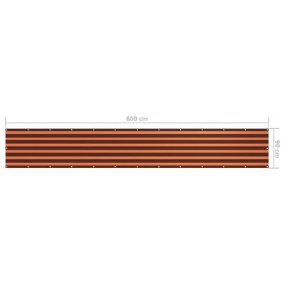 vidaXL Balkon-Sichtschutz Orange und Braun 90x600 cm Oxford-Gewebe