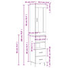 vidaXL Highboard Betongrau 34,5x34x180 cm Holzwerkstoff