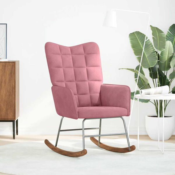 vidaXL Schaukelstuhl Rosa Samt