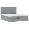 vidaXL Ottoman-Bett mit Matratze & LEDs Hellgrau 160x200 cm Stoff