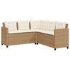 vidaXL Gartensofa in L-Form mit Tisch und Kissen Beige Poly Rattan
