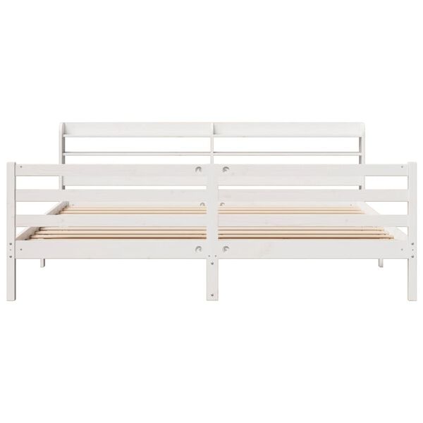 vidaXL Bettgestell mit Kopfteil ohne Matratze Wei&szlig; 180x200 cm