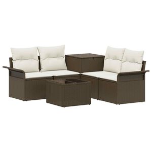 vidaXL Sofa Set 6 stk. 4-Sitzanzahl Braun und Creme Wei&szlig;