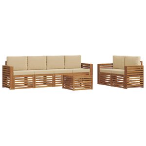 vidaXL Outdoor-Sofagarnitur 7 stk. Natur und Beige Massivholz Akazie