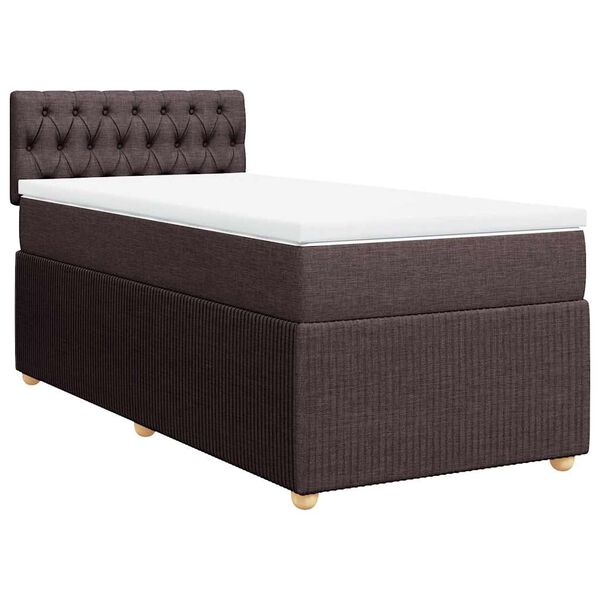 vidaXL Boxspringbett mit Matratze Dunkelbraun 90x190 cm Stoff
