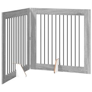 vidaXL Klappbares Hundetor mit St&auml;ndern 2 stk. Sonoma-Grau 200,5 cm