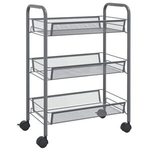 vidaXL K&uuml;chenwagen 3 Etagen Grau 46x26x64 cm Eisen