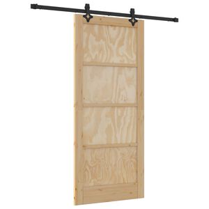 vidaXL Schiebet&uuml;r Nat&uuml;rlich und Schwarz 86 x 198,5 cm