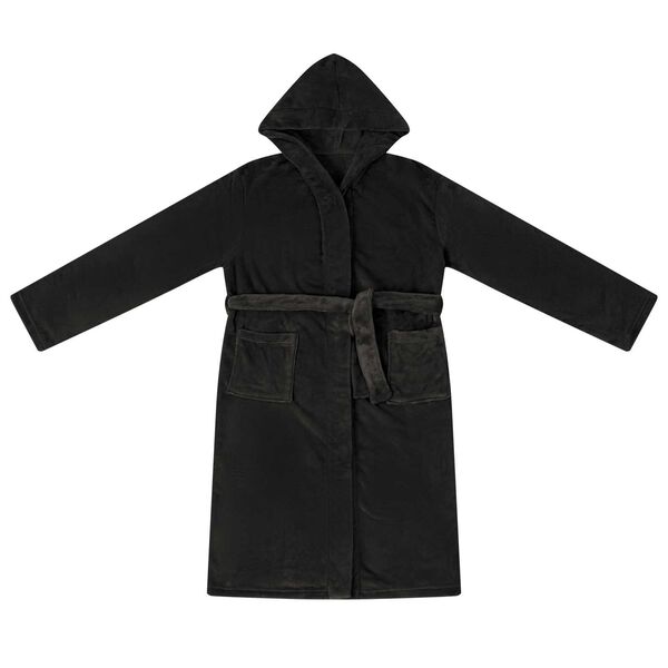 vidaXL Bademantel Hoodie Schwarz S Flanell