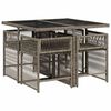 vidaXL 5-tlg. Garten-Essgruppe mit Kissen Grau Poly Rattan