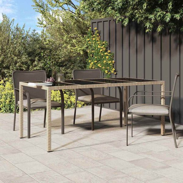 vidaXL Garten-Eßtisch Beige 190 x 90 x 75 cm Poly Rattan