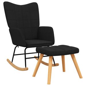 vidaXL Schaukelsessel mit Hocker Schwarz Stoff