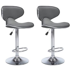vidaXL Barhocker 2 Stk. Grau Kunstleder