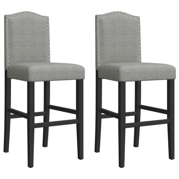 vidaXL Barst&uuml;hle 2 Stk. Massivholz Gummibaum und Stoff