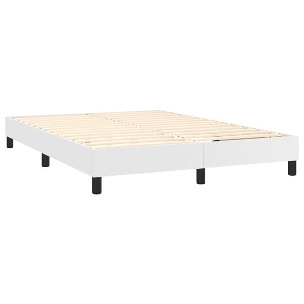 vidaXL Boxspringbett mit Matratze Wei&szlig; 140x200 cm Kunstleder